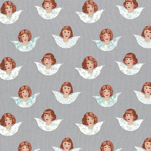 100% Cotton  by TILDA Angel Scraps - Grey (Angel Scraps Collection)