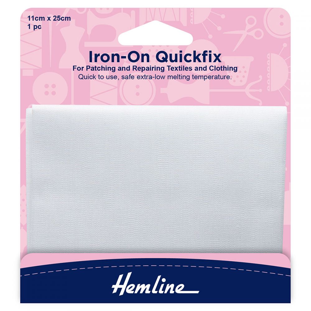 Hemline Quick Fix Iron-On Patch - White