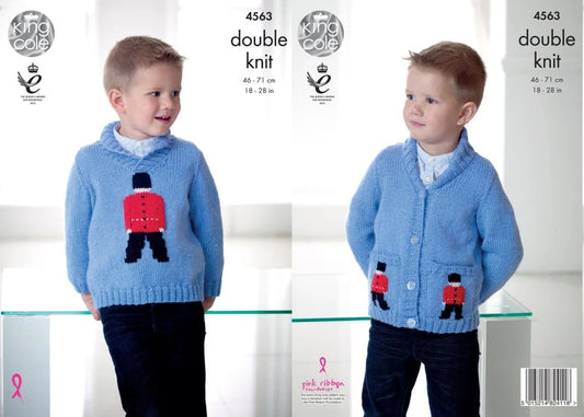 King Cole 4563 Double Knit - Childs Solider Cardigan and Sweater