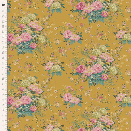 100% Cotton  by TILDA Wildgarden Mustard from The 'Chic Escape Collection'