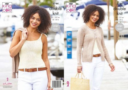 King Cole 5744 Ladies Cardigan and Strappy Top Double Knit