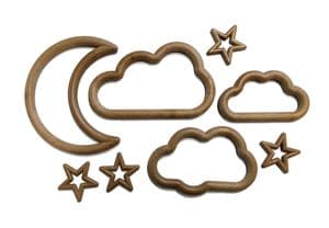 Macrame Shapes Cloud, Stars and Moon - Brown