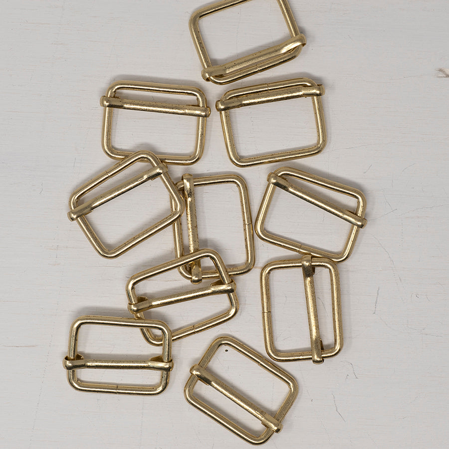 25mm Metal Strap Slider Adjuster Bright Brass