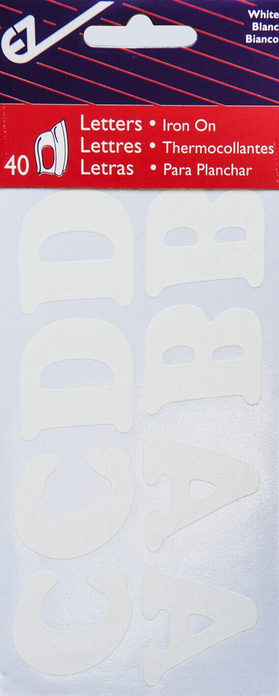 EZ Quilting Gliterz Iron-On Letters White 40pcs