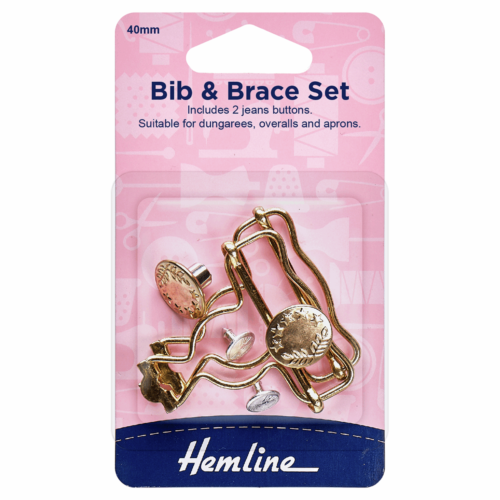 Hemline Bib & Brace Set 40mm Gold 1 Pair~