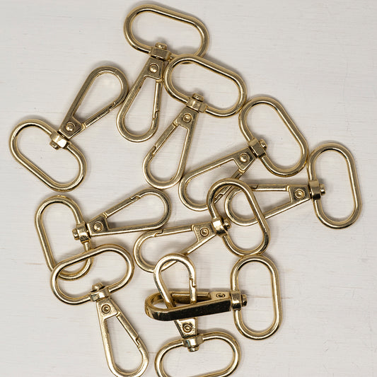 25mm Metal Snap Hooks  Bright Brass