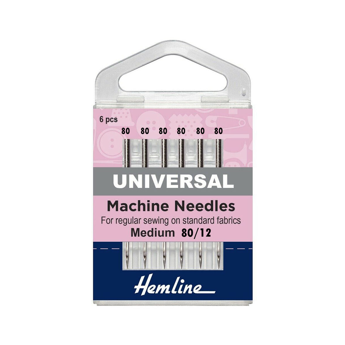 Hemline Universal Medium 80/12 Machine Needles 6pcs